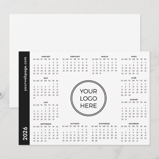 Your Logo Here 2026 white Magnetic Calendar シーズンカード (正面/裏面)