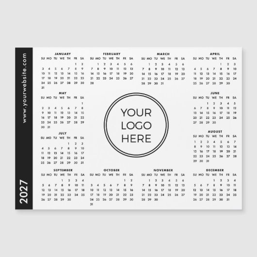 Your Logo Here 2027 ホワイト マグネットカレンダー (正面)