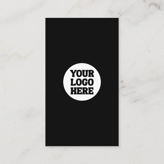 Your Logo Here Black Modern | Simple QR Code 名刺 (裏面)