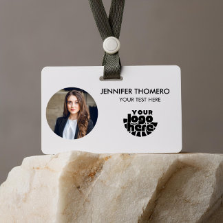 Your Logo Here Company Business QR Code Photo Name バッジ