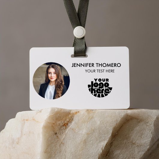 Your Logo Here Company Business QR Code Photo Name バッジ