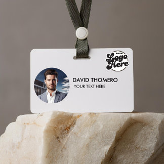 Your Logo Here Company Business QR Code Photo Name バッジ