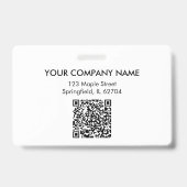 Your Logo Here Company Business QR Code Photo Name バッジ (Back)