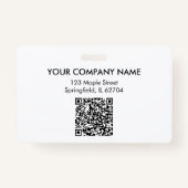 Your Logo Here Company Business QR Code Photo Name バッジ (裏面)