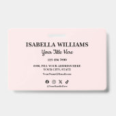 Your Logo Here Modern Pink Photo Staff Name バッジ (裏面)