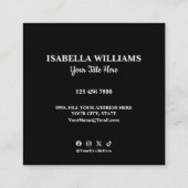 Your Logo Here Simple Modern Black Website QR Code スクエア名刺 (裏面)