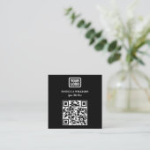 Your Logo Here Simple Modern Black Website QR Code スクエア名刺 (スタンド正面)