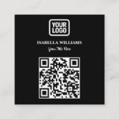 Your Logo Here Simple Modern Black Website QR Code スクエア名刺 (正面)