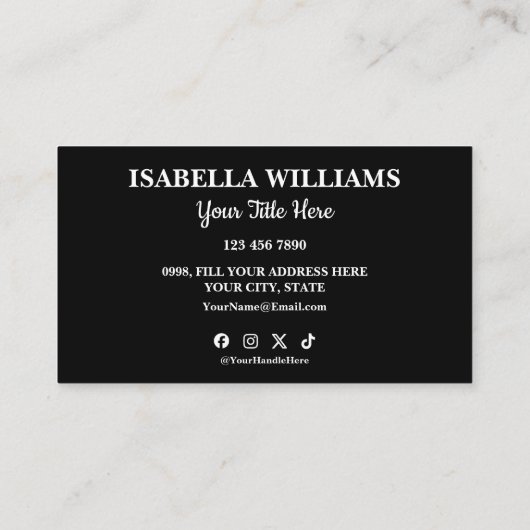 Your Logo Here Simple Modern Black Website QR Code 名刺 (裏面)