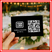 Your Logo Here Simple Modern Minimal Black QR Code 名刺