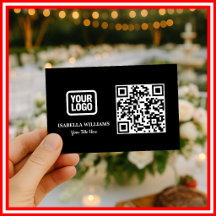 Your Logo Here Simple Modern Minimal Black QR Code