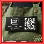 Your Logo Here Simple Modern Minimal Black QR Code 名札