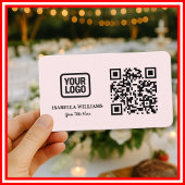 Your Logo Here Simple Modern Minimal Pink QR Code 名刺