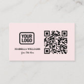 Your Logo Here Simple Modern Minimal Pink QR Code 名刺 (正面)