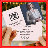 Your Logo Here Simple Modern Pink Photo 名刺