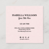 Your Logo Here Simple Modern Pink Website QR Code スクエア名刺 (裏面)