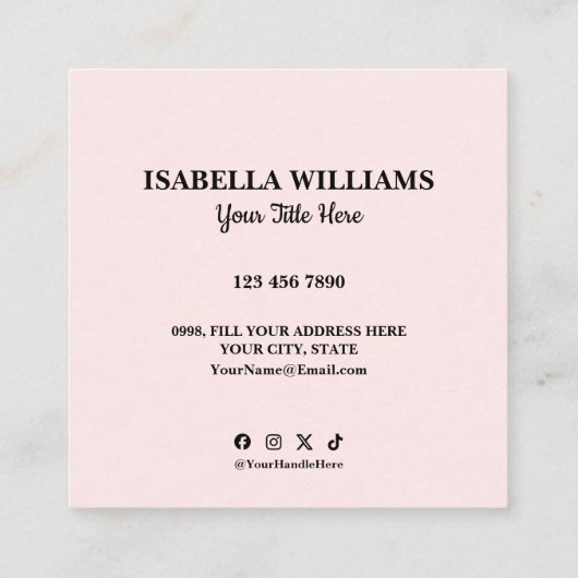 Your Logo Here Simple Modern Pink Website QR Code スクエア名刺 (裏面)