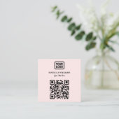 Your Logo Here Simple Modern Pink Website QR Code スクエア名刺 (スタンド正面)