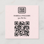 Your Logo Here Simple Modern Pink Website QR Code スクエア名刺 (正面)