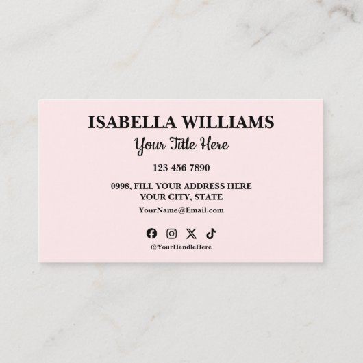 Your Logo Here Simple Modern Pink Website QR Code 名刺 (裏面)