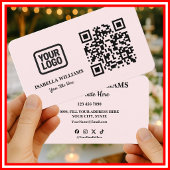 Your Logo Here Simple Modern Pink Website QR Code 名刺