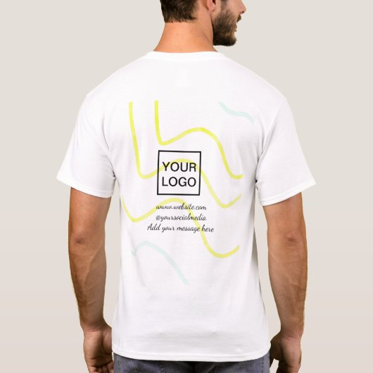 Your logo here white simple minimal yellow lines c tシャツ (裏面)