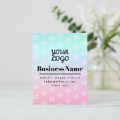 Your Logo + Logo Pattern & Colorful Ombre ポストカード (スタンド正面)