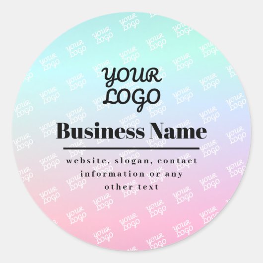 Your Logo + Logo Pattern & Colorful Ombre ラウンドシール (正面)