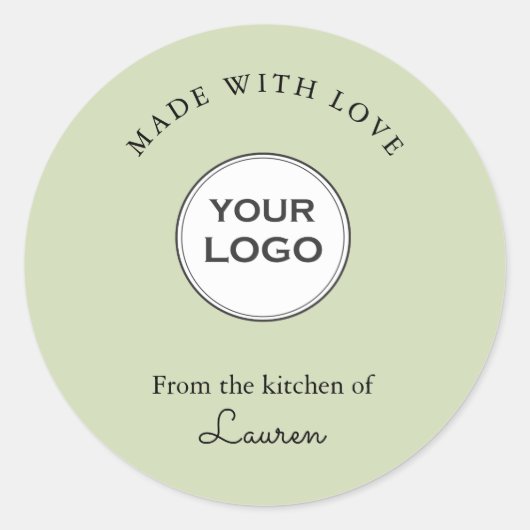 Your logo 'Made with love' Green ラウンドシール (正面)