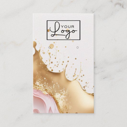 Your Logo Metallic Wave Earring Card QRコード 名刺 (正面)