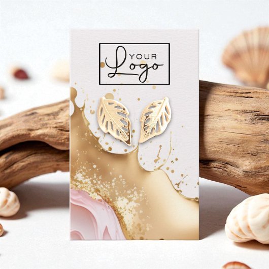 Your Logo Metallic Wave Earring Card QRコード 名刺