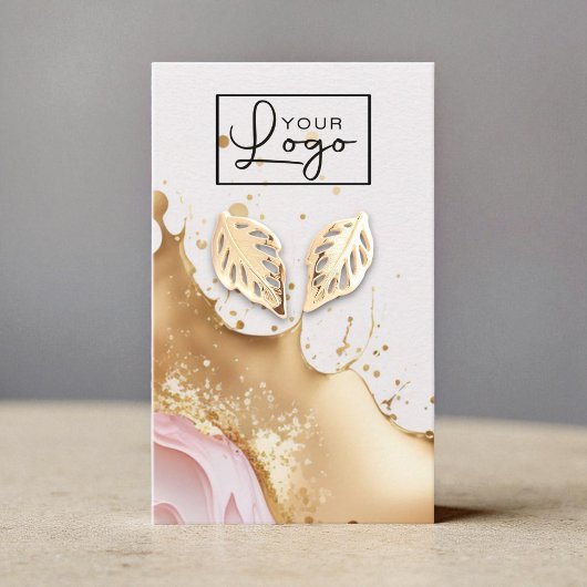 Your Logo Metallic Wave Earring Card QRコード 名刺