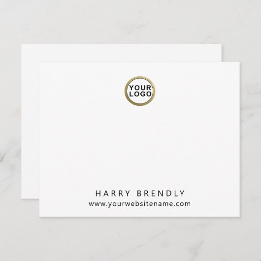 Your Logo Modern Minimalist White Flat Note Card ノートカード (正面/裏面)