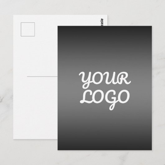 Your Logo & Modern Simple Ombre | Dark Gray ポストカード (正面/裏面)