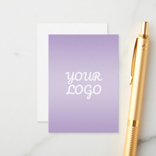 Your Logo & Modern Simple Ombre | Lavender エンクロージャーカード (正面/裏面インサイチュ)