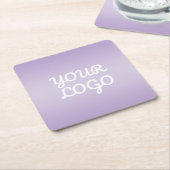 Your Logo & Modern Simple Ombre | Lavender スクエアペーパーコースター (アングル)