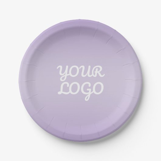 Your Logo & Modern Simple Ombre | Lavender ペーパープレート (正面)