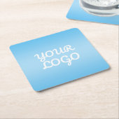 Your Logo & Modern Simple Ombre | Light Blue スクエアペーパーコースター (アングル)