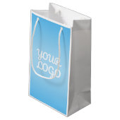 Your Logo & Modern Simple Ombre | Light Blue スモールペーパーバッグ (裏面アングル)