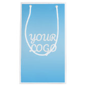 Your Logo & Modern Simple Ombre | Light Blue スモールペーパーバッグ (正面)