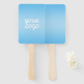 Your Logo & Modern Simple Ombre | Light Blue ハンドファン (正面&裏面)