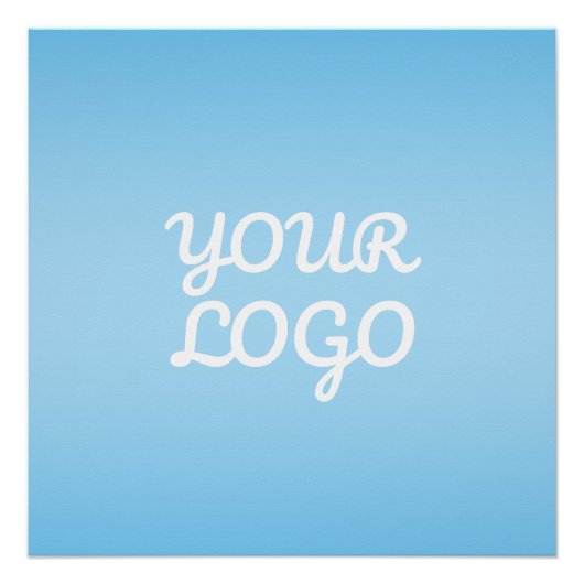 Your Logo & Modern Simple Ombre | Light Blue ポスター (正面)
