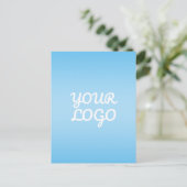 Your Logo & Modern Simple Ombre | Light Blue ポストカード (スタンド正面)