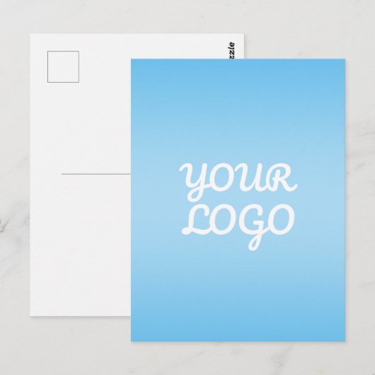 Your Logo & Modern Simple Ombre | Light Blue ポストカード (正面/裏面)