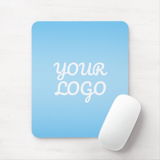 Your Logo & Modern Simple Ombre | Light Blue マウスパッド (マウス)