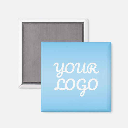 Your Logo & Modern Simple Ombre | Light Blue マグネット (正面/裏面)