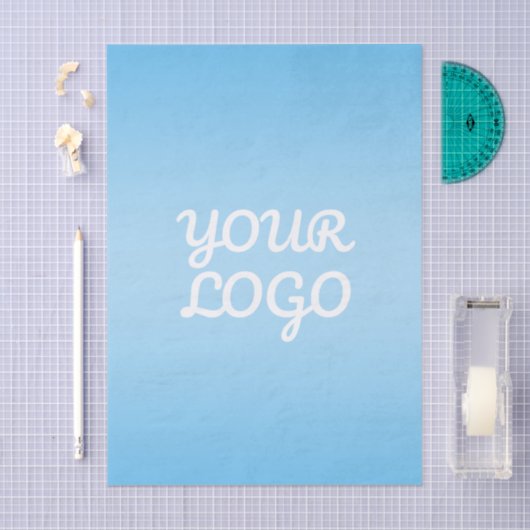 Your Logo & Modern Simple Ombre | Light Blue 薄葉紙 (クラフト)