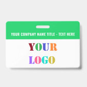 Your Logo or Photo and QR Code Business Name Badge バッジ (正面)