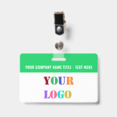 Your Logo or Photo and QR Code Business Name Badge バッジ (正面 （クリップ付）)