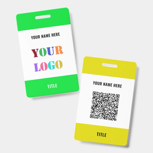 Your Logo or Photo and QR Code Name Business Badge バッジ (正面＆裏面)